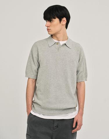오가닉 반팔 폴로 니트 Melange Gray