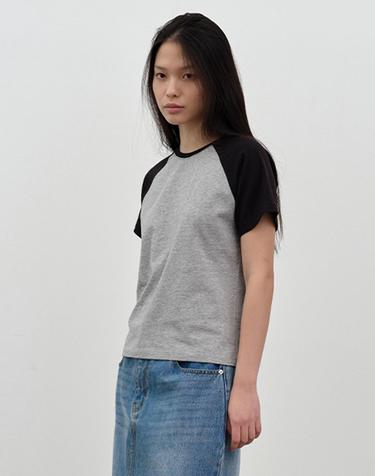 W 래글런 반팔 티셔츠 Melange Gray