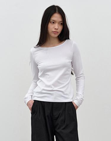 W 모달 긴팔 티셔츠 White