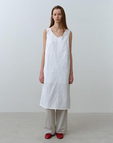 W 뱀부에어 브이넥 원피스 White