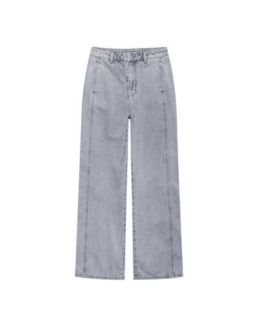 W 컬러 데님 커브드 팬츠 Light Gray