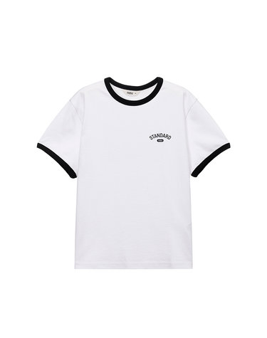 KIDS 코튼 링거 반팔 티셔츠 White