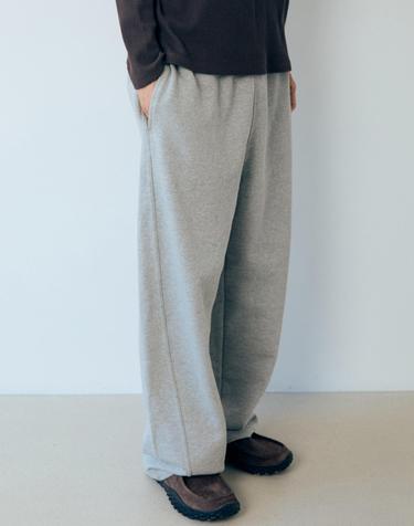 에센셜 스웻 커브드 팬츠 Melange Gray