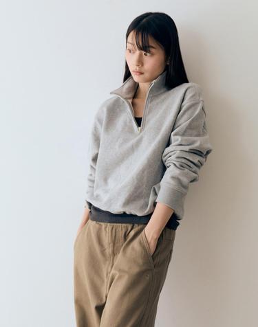 에센셜 스웻 하프넥 집업 Melange Gray