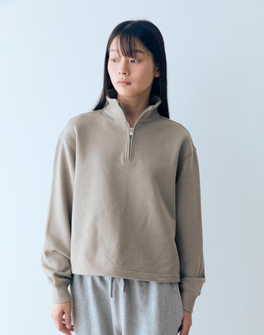 에센셜 스웻 하프넥 집업 Taupe