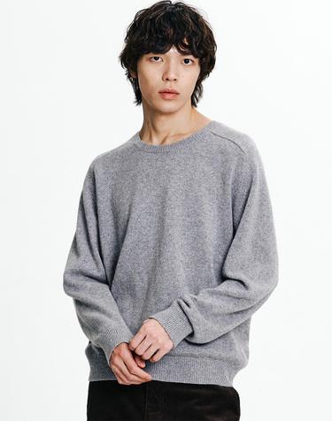 베이직 라운드넥 니트 Melange Gray