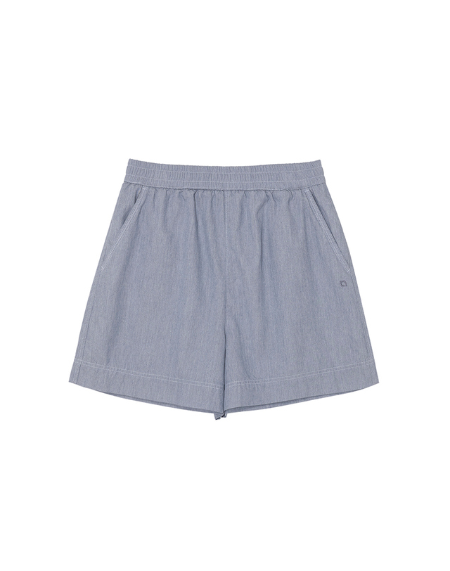 나우 W 모달 데님 하프 팬츠 Light Gray 착용컷