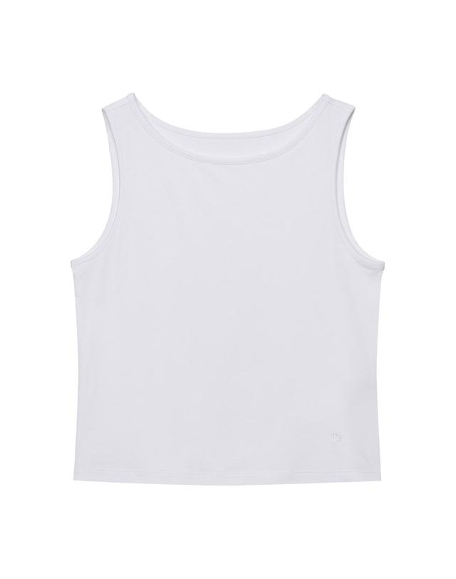 나우 W 모달 보트넥 슬리브리스 탑 White 착용컷