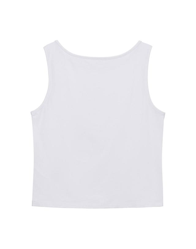 나우 W 모달 보트넥 슬리브리스 탑 White 착용컷