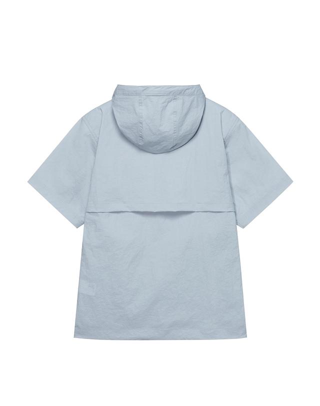 나우 에어로쉘 반팔 후드 아노락 Light Blue 착용컷