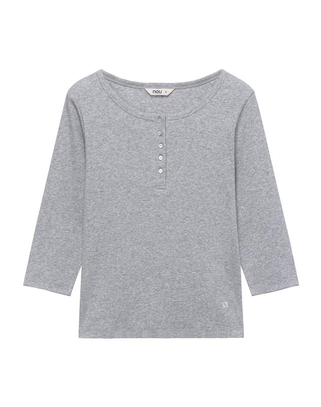 나우 W 골지 7부 티셔츠 Melange Gray 착용컷