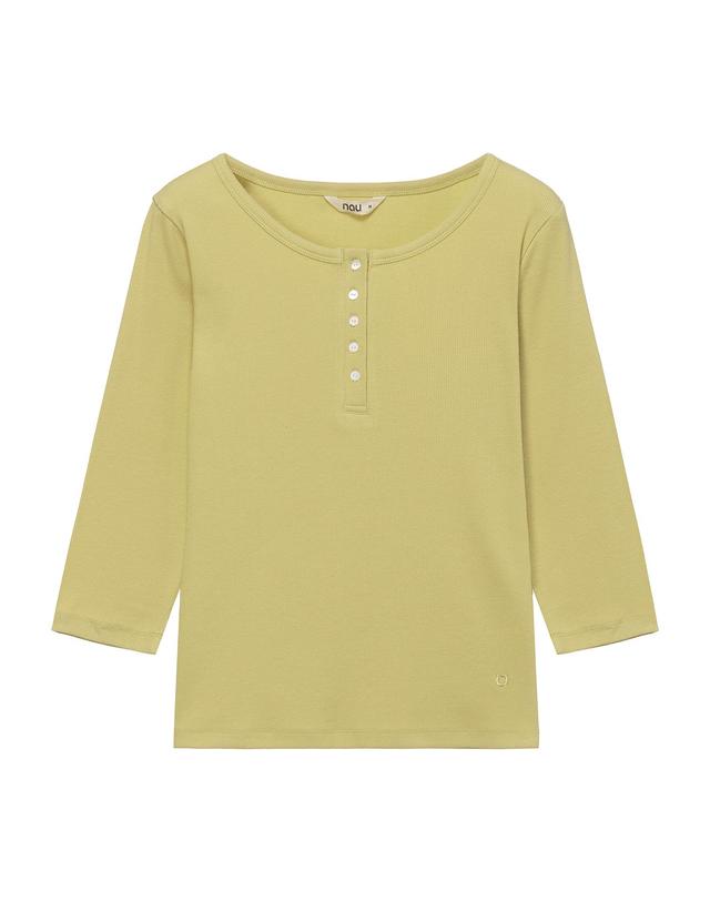나우 W 골지 7부 티셔츠 Yellow Green 착용컷