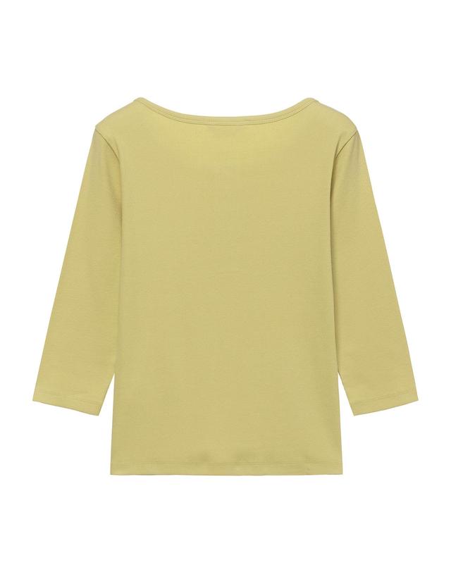 나우 W 골지 7부 티셔츠 Yellow Green 착용컷