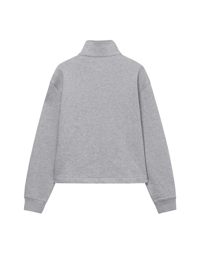 나우 에센셜 스웻 하프넥 집업 Melange Gray 착용컷