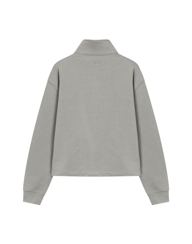 나우 에센셜 스웻 하프넥 집업 Taupe 착용컷