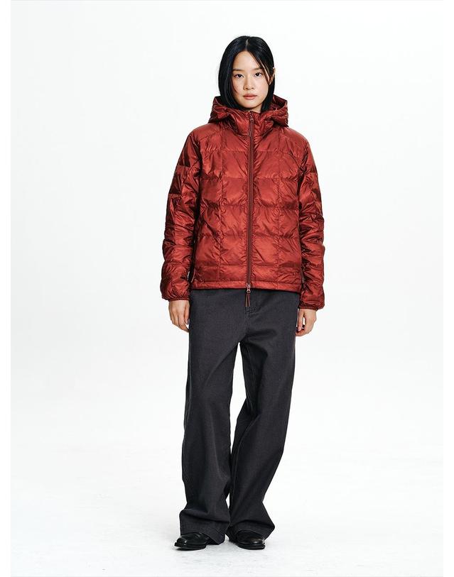 나우 팔레트 경량 다운 자켓 Brick Red 착용컷
