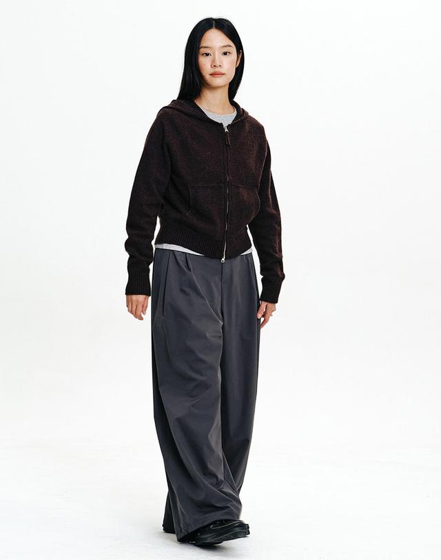 나우 W 후드 집업 니트 Chocolate 착용컷