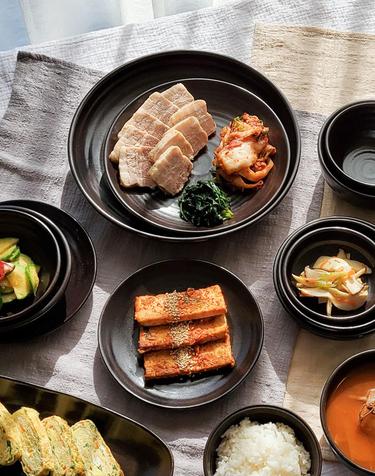 전통 한식기 옹기 접시 디저트 디너 원형 플레이트 4P 세트