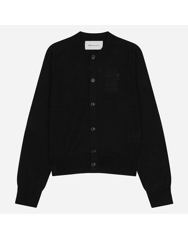 [아미]6S FKC386 KN0039 0180 여성 하트 로고 울 가디건 블랙