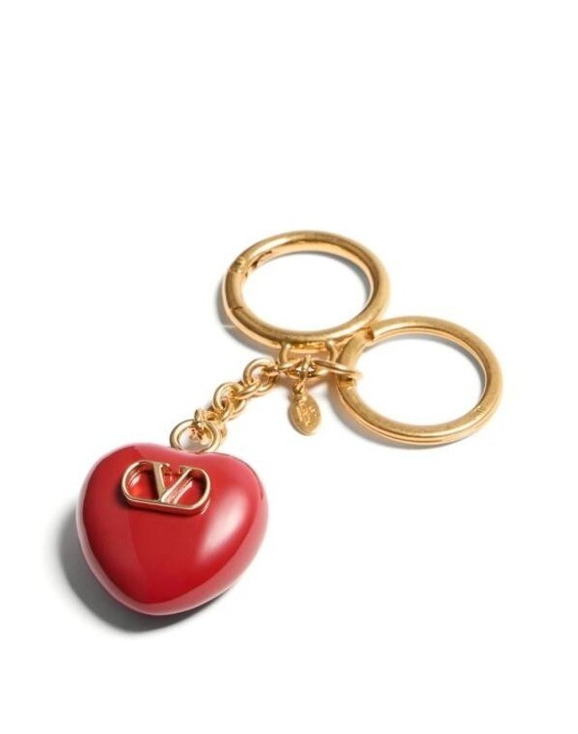발렌티노 가라바니 [명품] 발렌티노 쿠에르 로얄 메탈 에나멜 키링 백 참 7W2P0AU2 MJP 03Y 밝은 브라운 착용컷