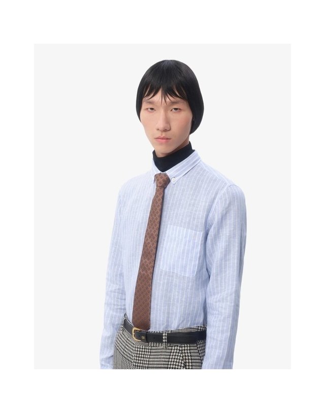 발렌티노 가라바니 [명품] 발렌티노 마이크로 체크 실크 넥타이 6Y0EV194 WHZ RCQ 밝은 브라운 착용컷