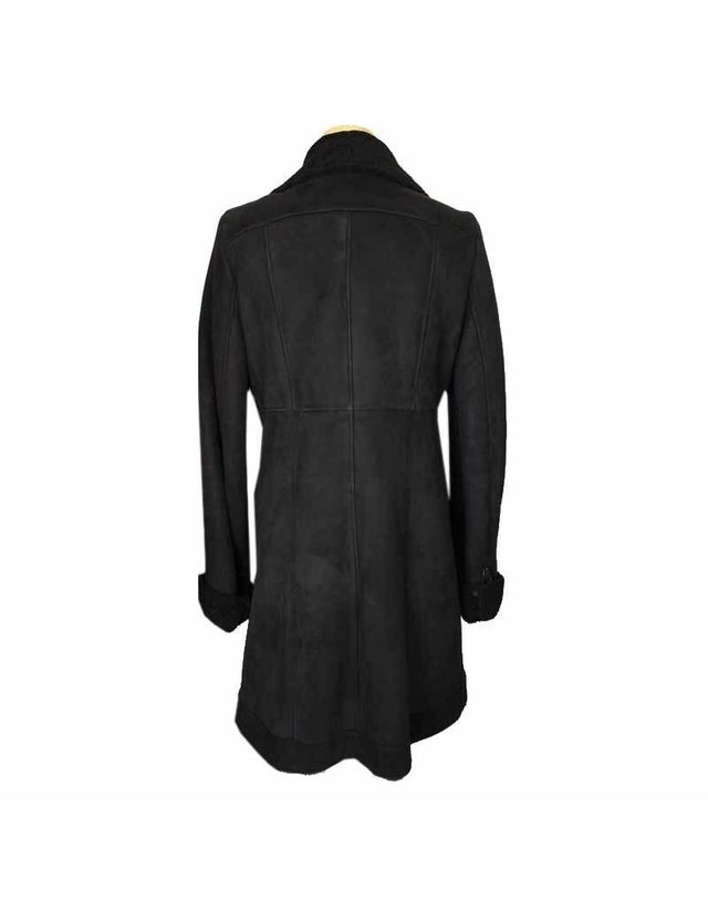 띠어리 [중고명품] [중고명품] 띠어리 블랙 램스킨 하이넥 무스탕 코트 S BLACK 착용컷