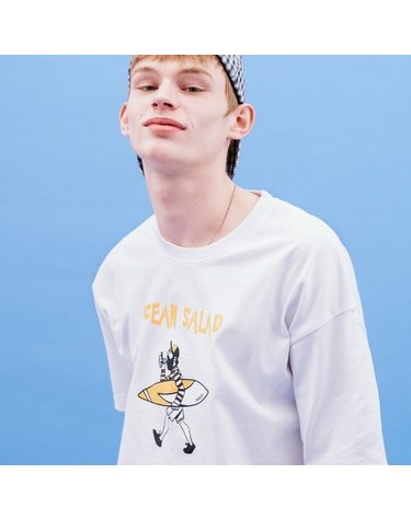 STRIPE SURFING MAN TEE(WHITE)