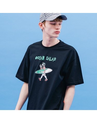 STRIPE SURFING MAN TEE(BLACK)