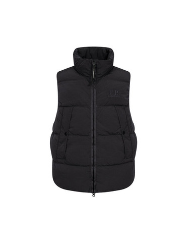 [명품] CP 25FW 로고 자수 패딩 조끼 블랙 19CMVE149A 005904G 999