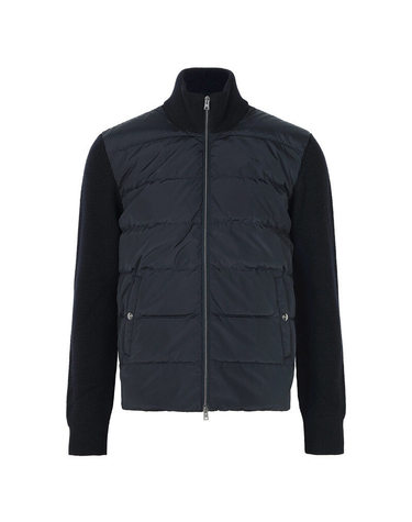 [명품] 에르노 26FW 다크블루 울 니트 믹스 구스 다운 집업 자켓 MP000138U 70259 9290