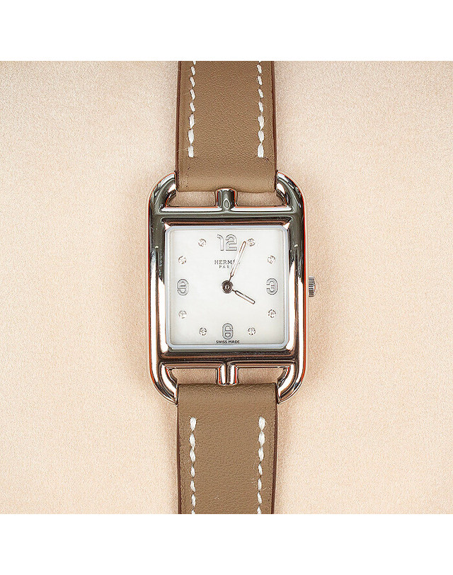 에르메스 [명품] 에르메스 Cape Cod 케이프 코드 다이아몬드 워치 스몰 31mm 에토프 W044294WW00 밝은 브라운 착용컷