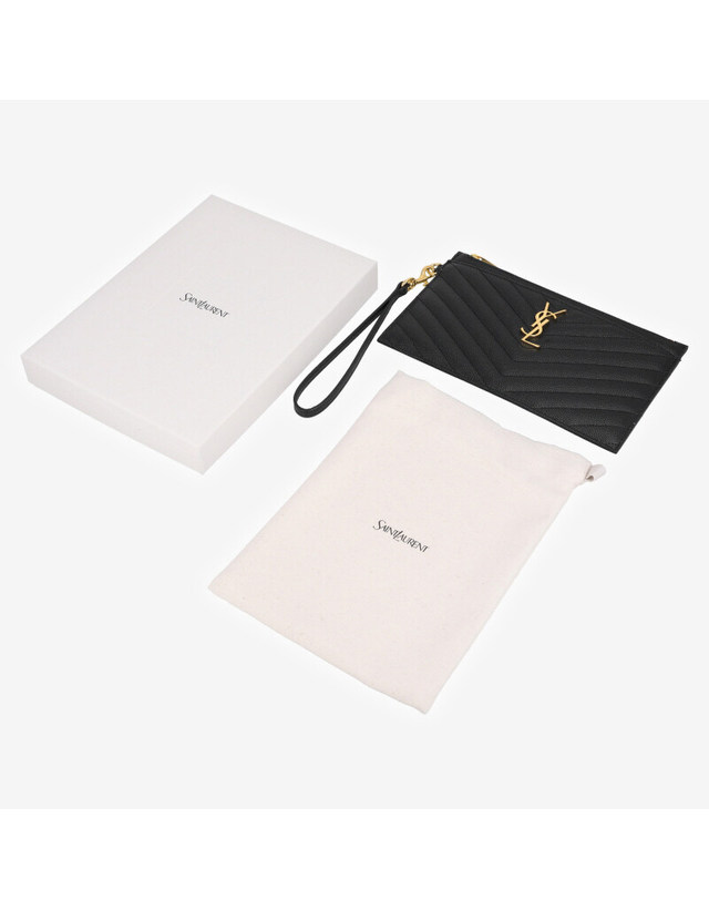 생 로랑 [명품] 636313 BOW01 1000 여성 클러치백 진한 그레이 착용컷