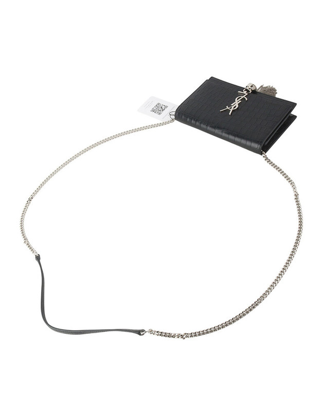 생 로랑 [중고명품] [중고명품] YSL 생로랑 452159 크로커다일 케이트 태슬 WOC 크로스백 35210 BLACK 착용컷