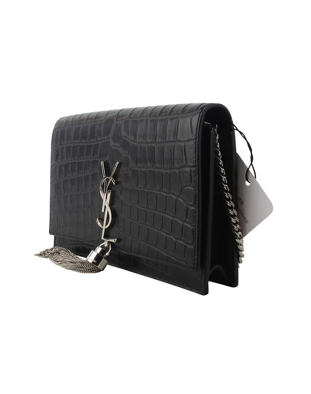 생 로랑 [중고명품] [중고명품] YSL 생로랑 452159 크로커다일 케이트 태슬 WOC 크로스백 35210 BLACK 착용컷