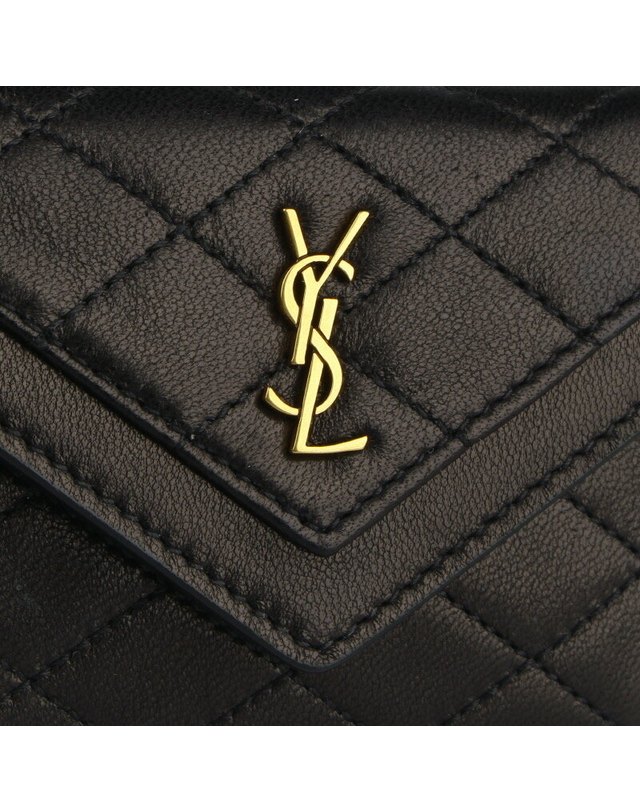 생 로랑 [명품]SAINT LAURENT 가비 플랩 카드 지갑 734921 1EL07 1000 734921 1EL07 1000 BLACK 착용컷