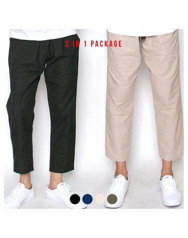 1+1 린넨 9부 테이퍼드 팬츠 패키지
