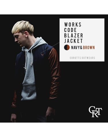 WORKS CODE BLAZER STADIUM JACKET (NAVY/BROWN)