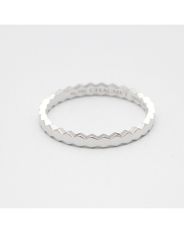 쇼메 [중고명품] [중고명품] 쇼메 081930 18K 화이트 골드 2.5MM 비마이러브 링 비드쇼메 반지 60호 밝은 그레이 착용컷