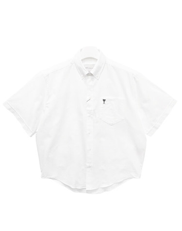 [명품] 26SS 아미 하트 로고 옥스포드 박시 반팔 셔츠 내추럴 화이트 HSH823 CO0031 168