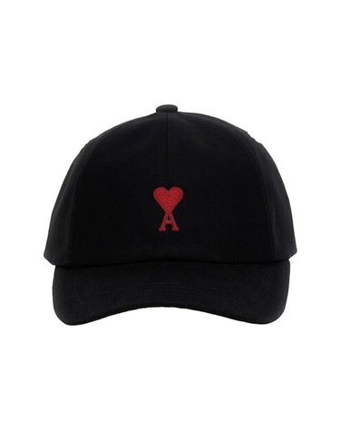 [명품] 26SS 아미 남성 레드 드 꾀흐 로고 자수 볼캡 모자 블랙 BFUCP006 AW0041 001
