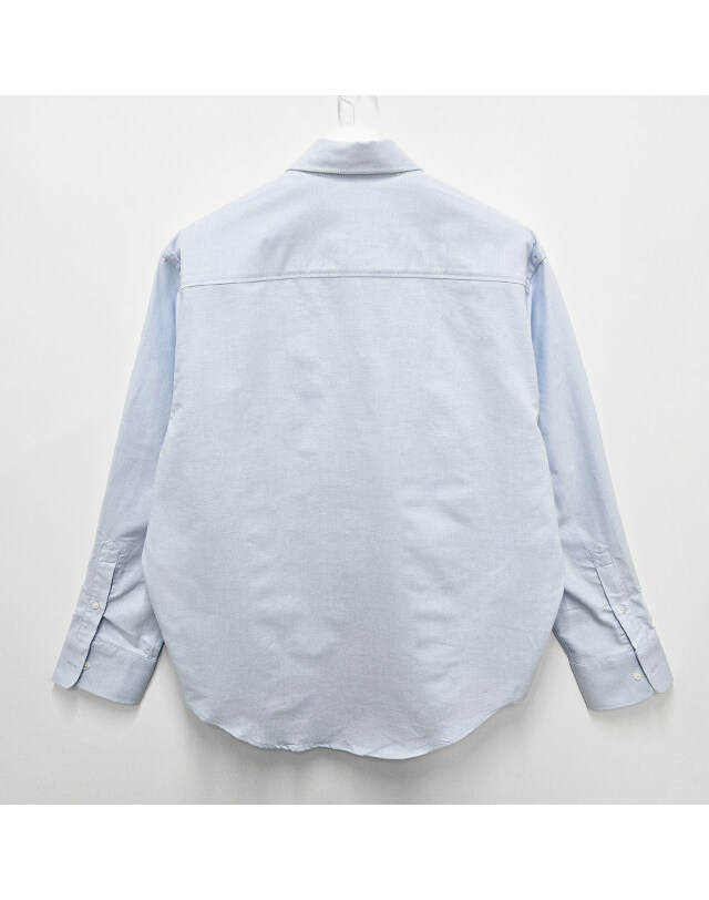 아미 [명품] 26SS 아미 하트 로고 박시 긴팔 셔츠 블루 스카이 HSH822 CO0031 450 밝은 블루 착용컷