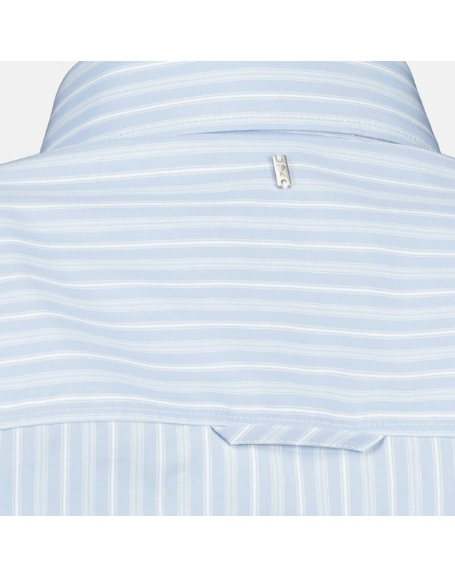 아미 [명품] 26SS 아미 스트라이프 러플 여성 셔츠 FSH821 CO0219 4844 밝은 블루 착용컷