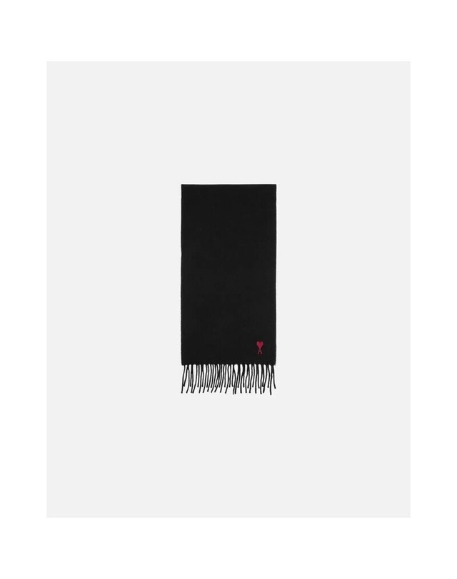아미 [명품] 26FW 아미 하트 로고 울 머플러 USF705 AW0047 001 BLACK 착용컷