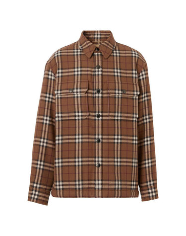 [명품]버버리 22FW CALMORE 체크 셔츠 자켓 버치브라운 8057372 8057372