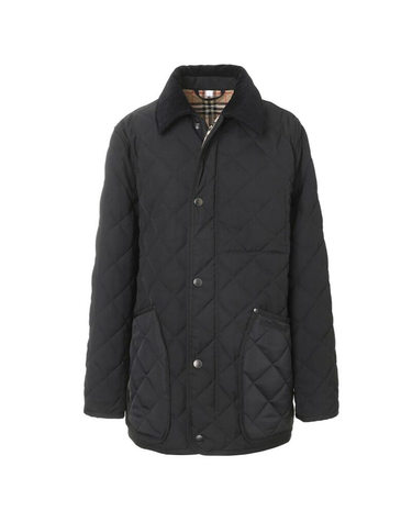 [명품] 버버리 24FW LANFORD 코듀로이 다이아몬드 퀄팅 자켓 블랙 8096447