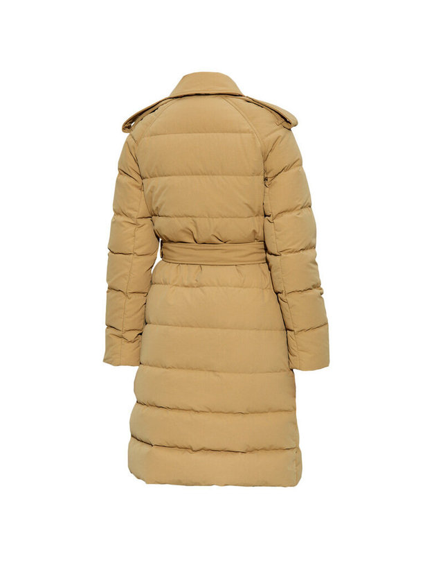 버버리 [명품]버버리 24FW 로고 패치 더블 브레스트 벨티드 롱 패딩자켓 샌드 8097986 2378842273432321 밝은 브라운 착용컷