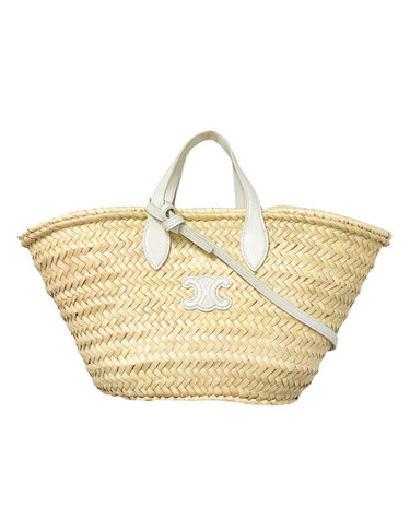 [명품] 26FW 셀린느 틴 트리옹프 파니에 팜 리프 카프스킨 토트백 화이트 L104F3E95 01BC