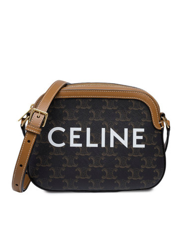 [중고명품] 셀린느 카멜 트리오페 캔버스 카메라 CELINE 로고 스몰 크로스백