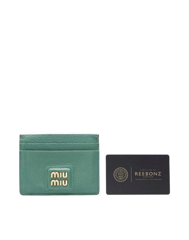 미우미우 [중고명품] [중고명품] 미우 미우 그린 고트스킨 로고 마드라스 여성 카드지갑 5MC076 2AJB F0092 초록 착용컷