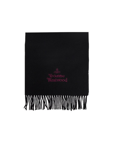 [명품] 비비안웨스트우드 25FW ORB 로고 자수 머플러 블랙 81030007 W00Q7 N401